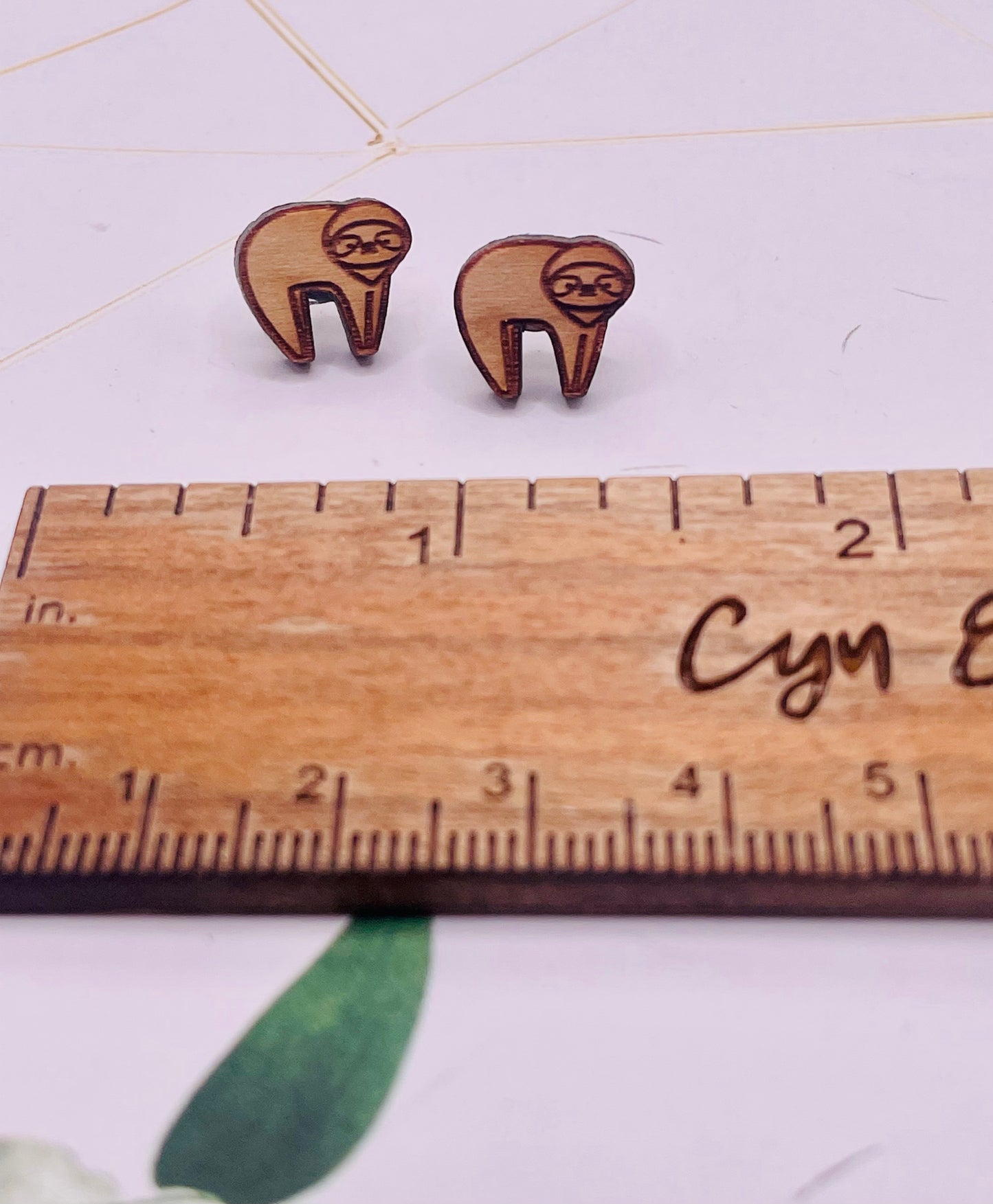 Sloth Wood Stud Earrings