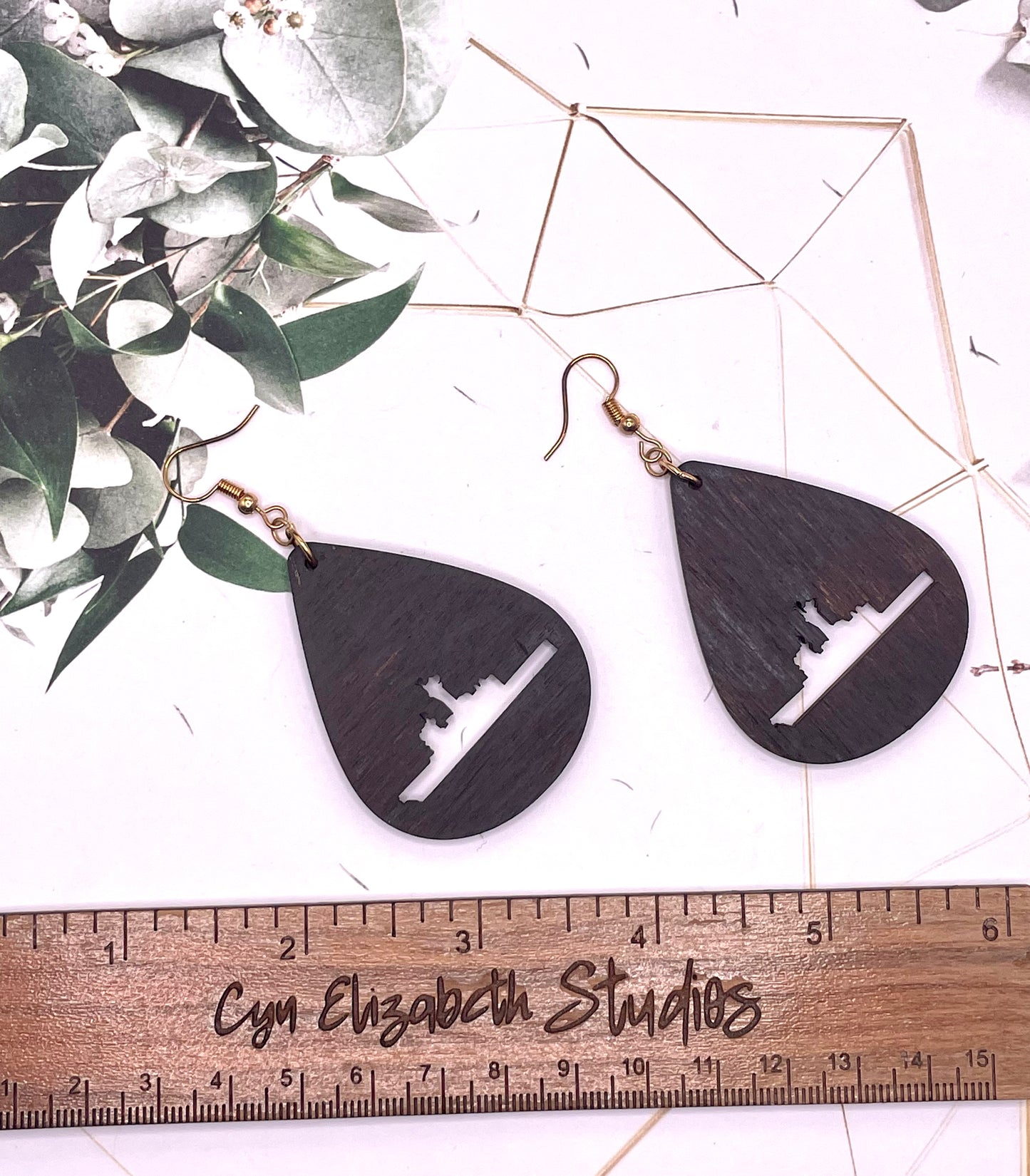 Coast Guard Cutter Boat Wood Earrings