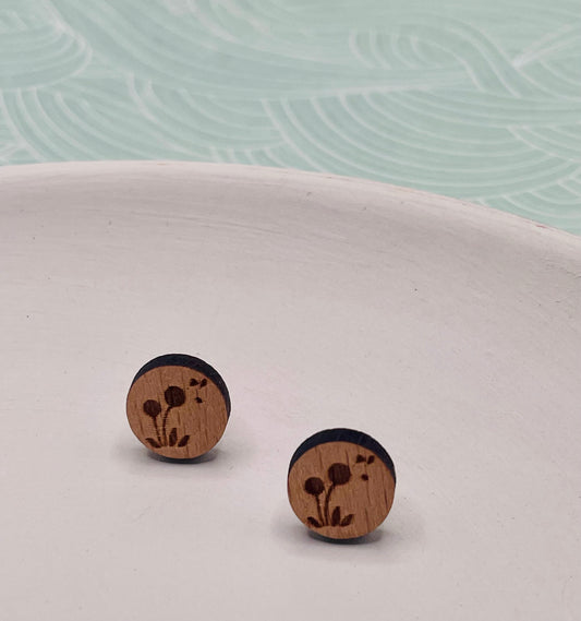 Dandelion Wood Stud Earrings