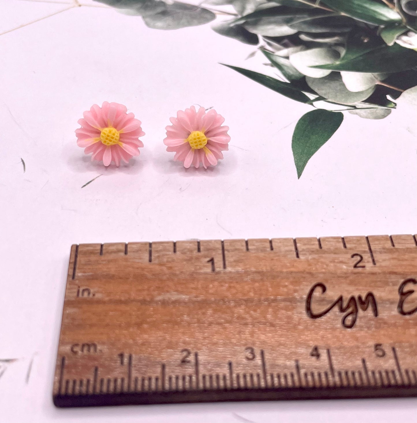 Pink Daisy Stud Earrings