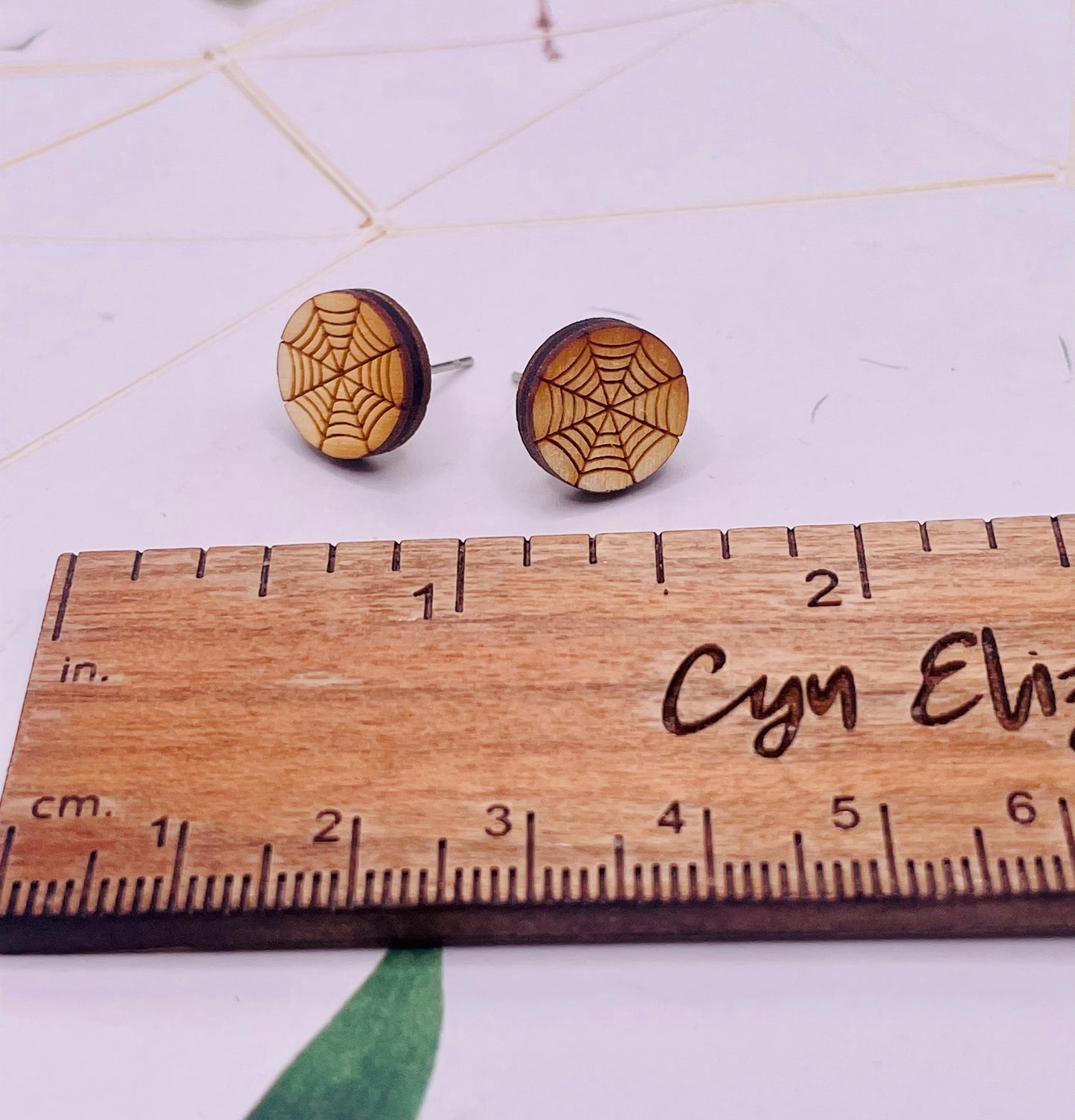 Cobweb Wood Stud Earrings