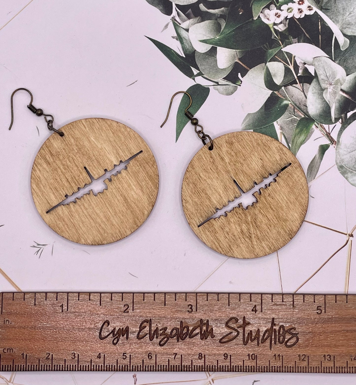 Large C130 Coast Guard Plane Wood Earrings