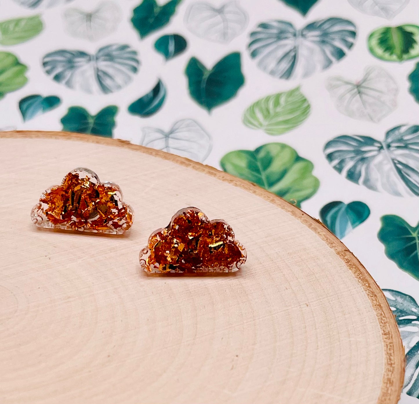 Copper Cloud Stud Earrings