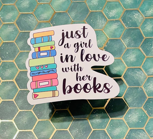 A Girl in Love with Her Books Sticker