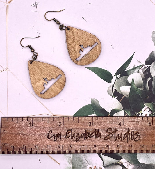 Coast Guard Cutter Wood Earrings