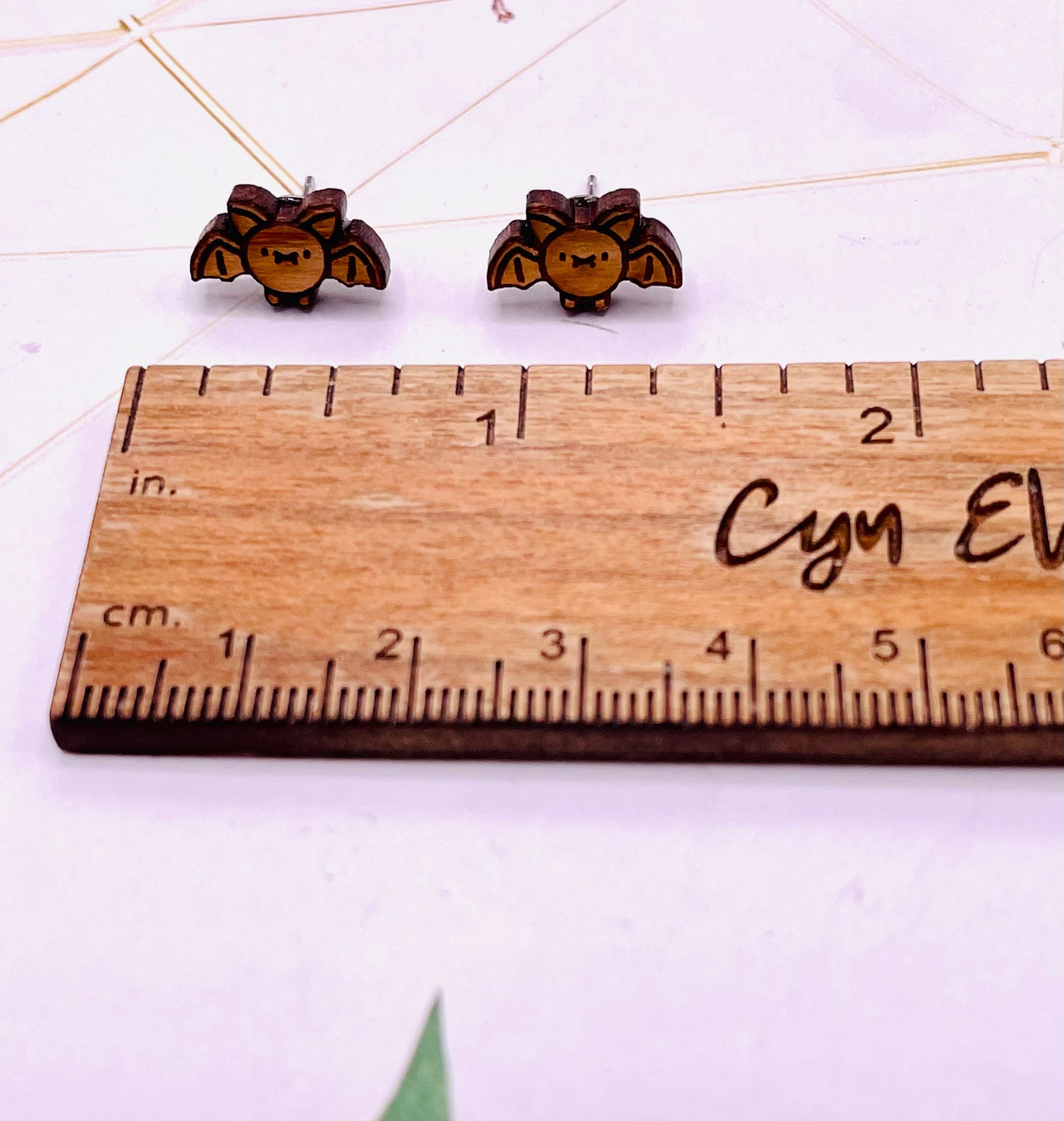 Bat Wood Stud Earrings