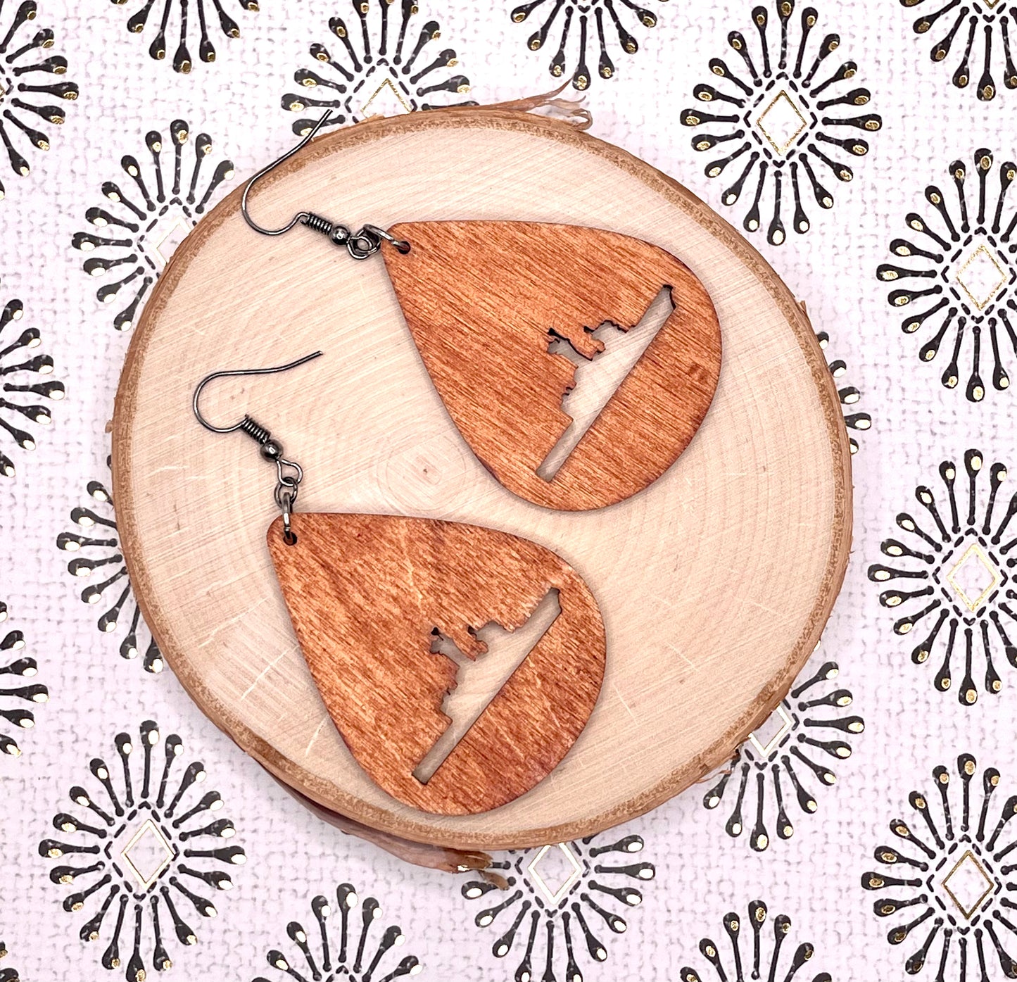 Wood Coast Guard Cutter Earrings