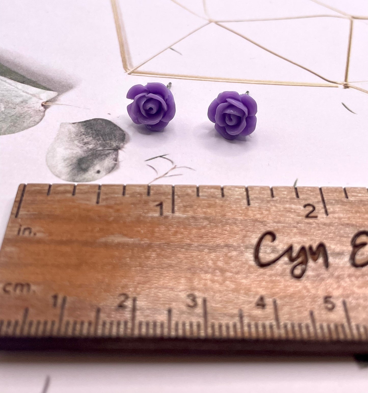 Tiny Lavender Rose Stud Earrings