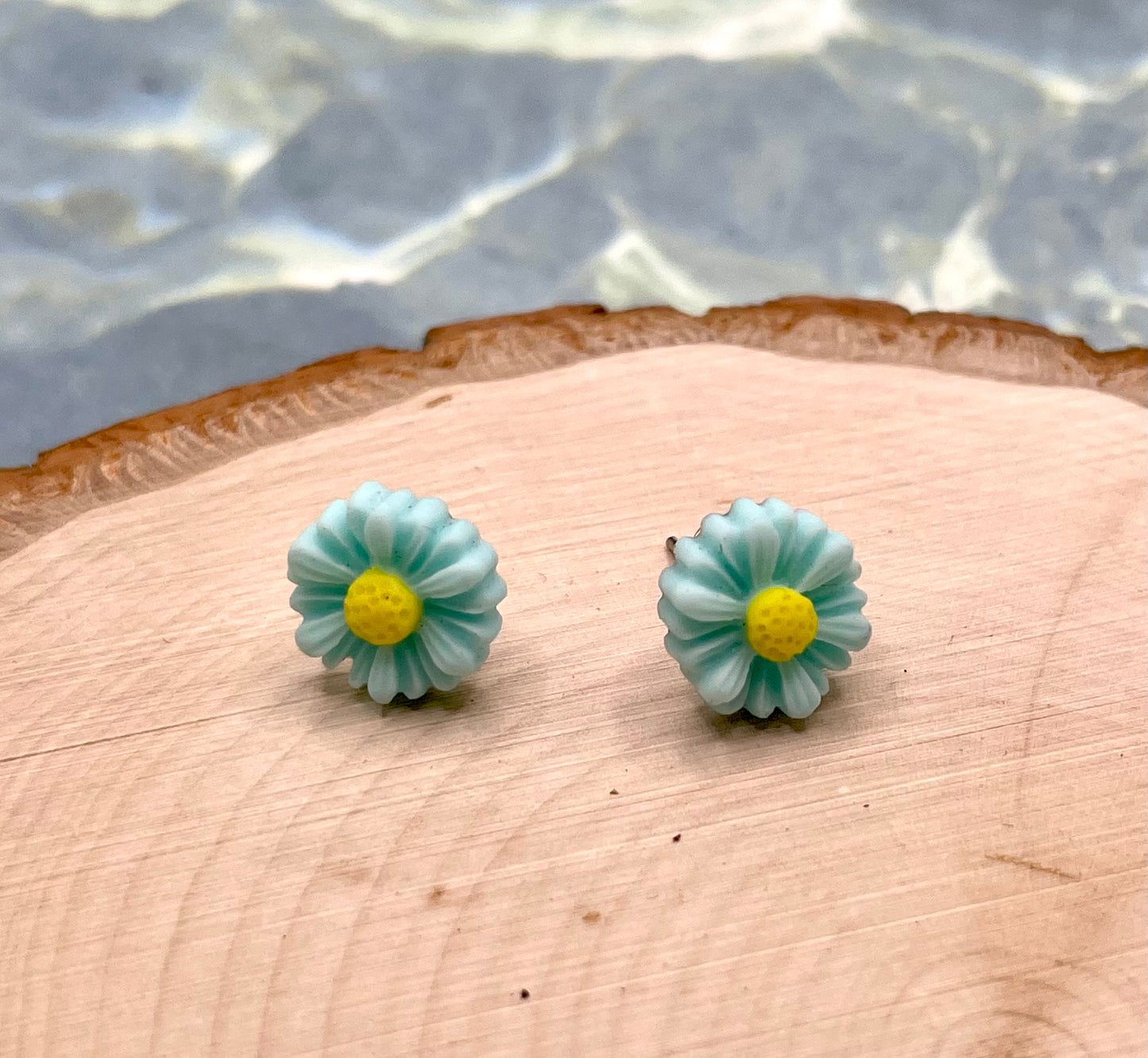 Blue Daisy Stud Earrings