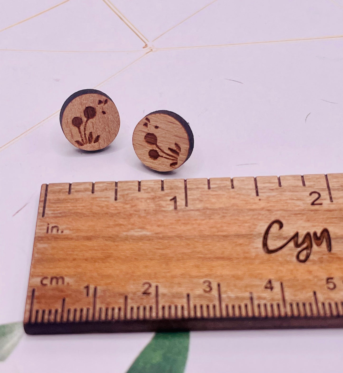 Dandelion Wood Stud Earrings