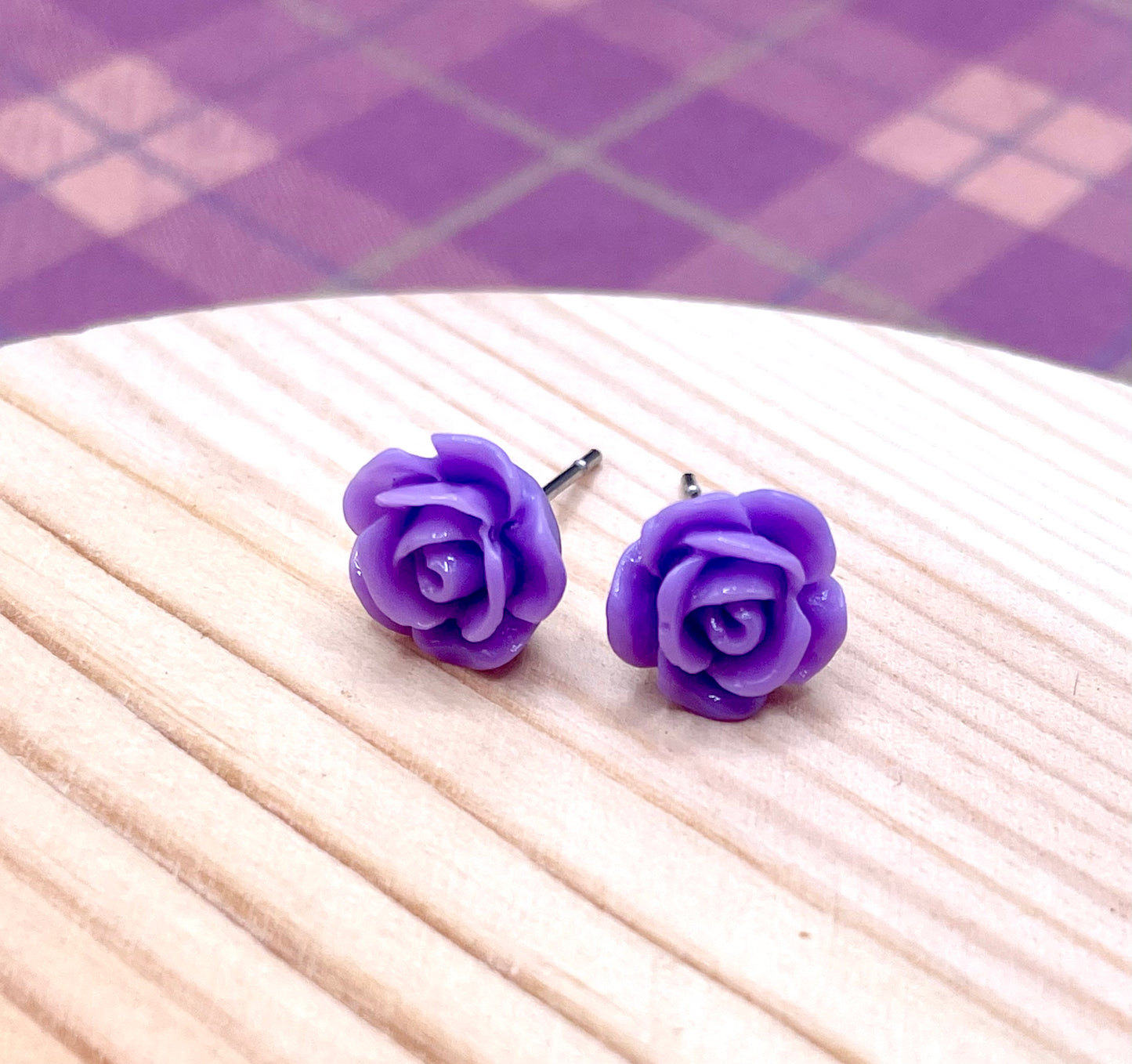 Tiny Lavender Rose Stud Earrings