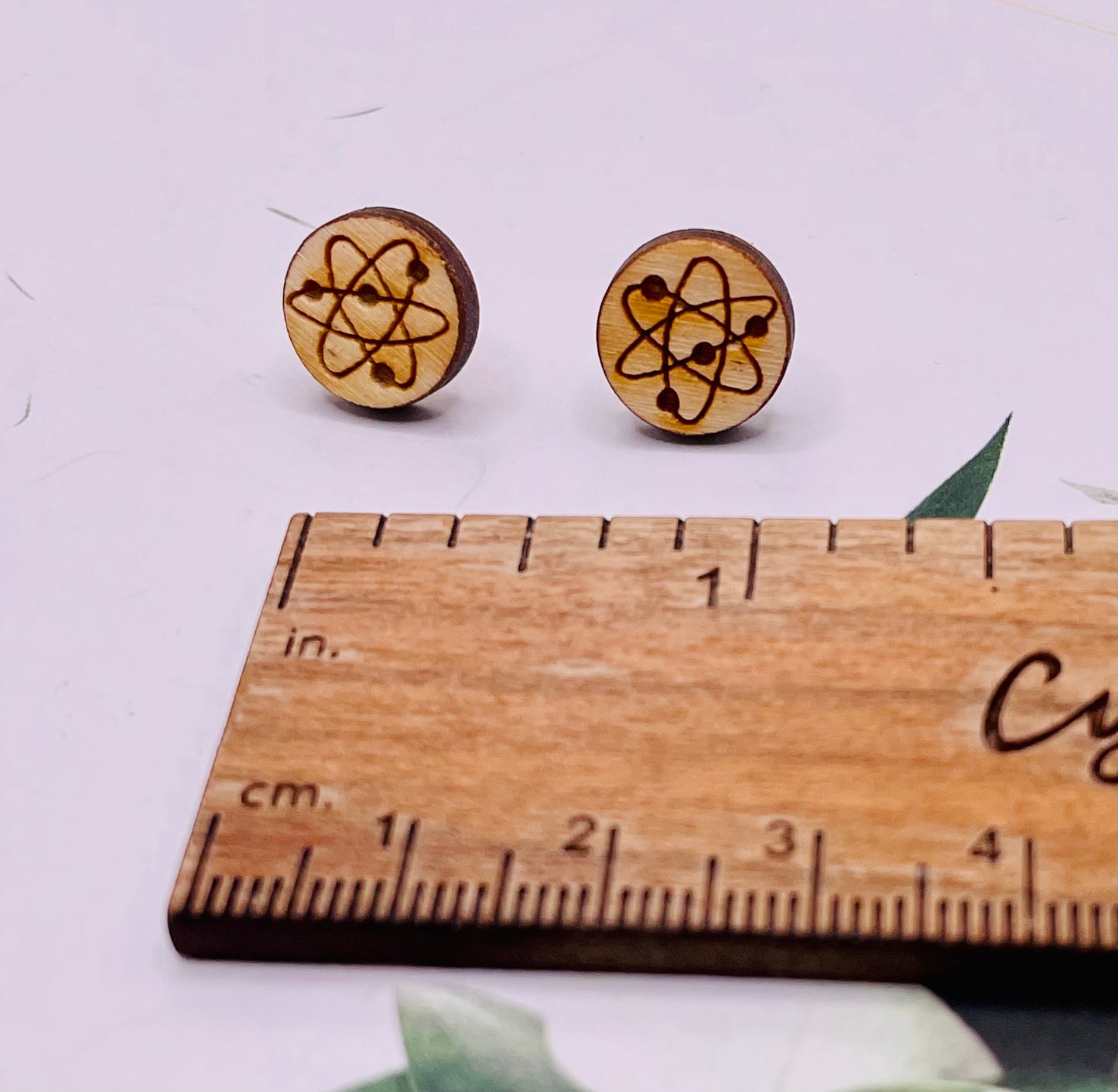 Atom Wood Stud Earrings