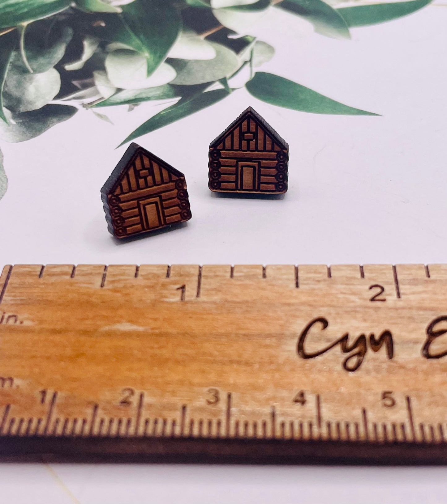 Cabin Wood Stud Earrings