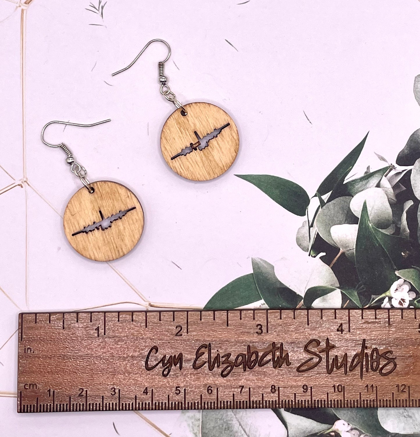 C130 Military Plane Wood Earrings