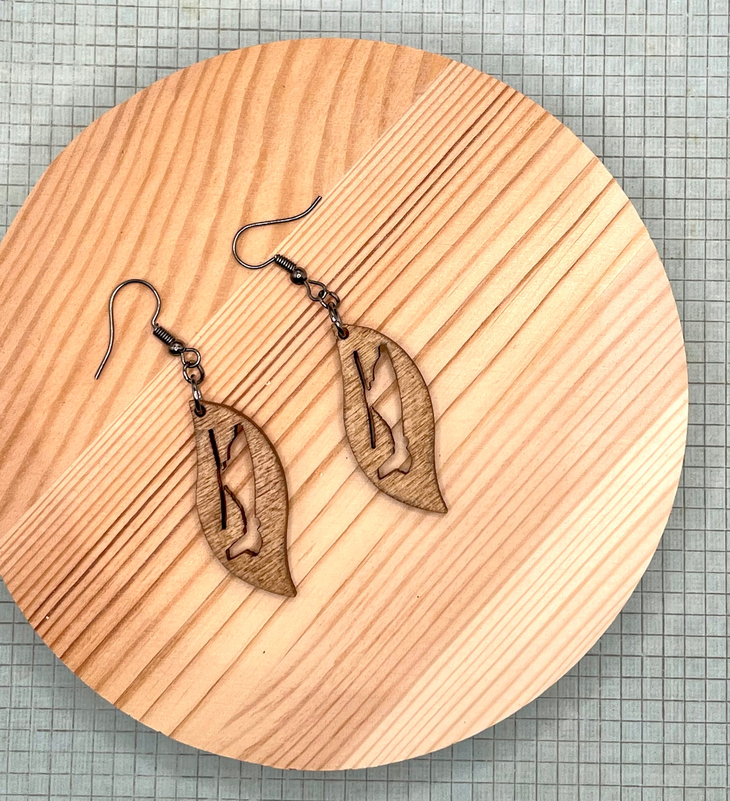 MH-65 Coast Guard Dolphin Helicopter Wood Earrings