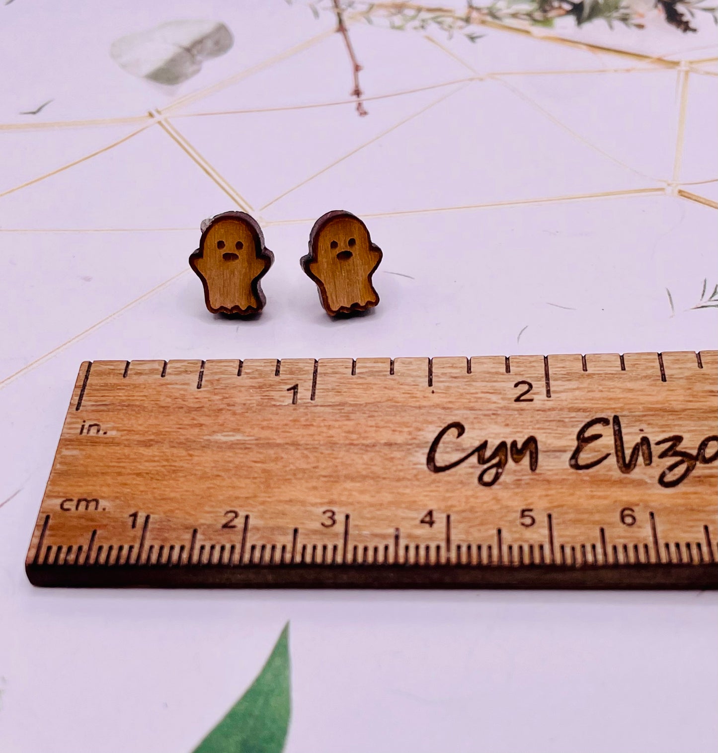 Ghost Wood Stud Earrings