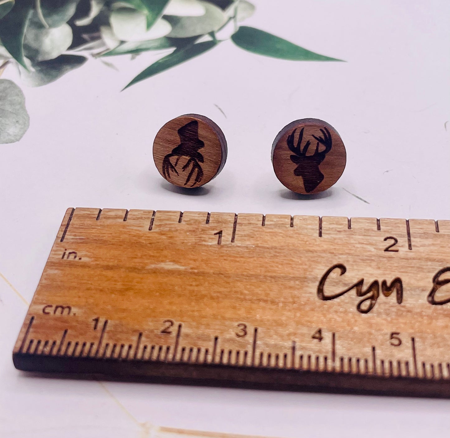 Deer Wood Stud Earrings